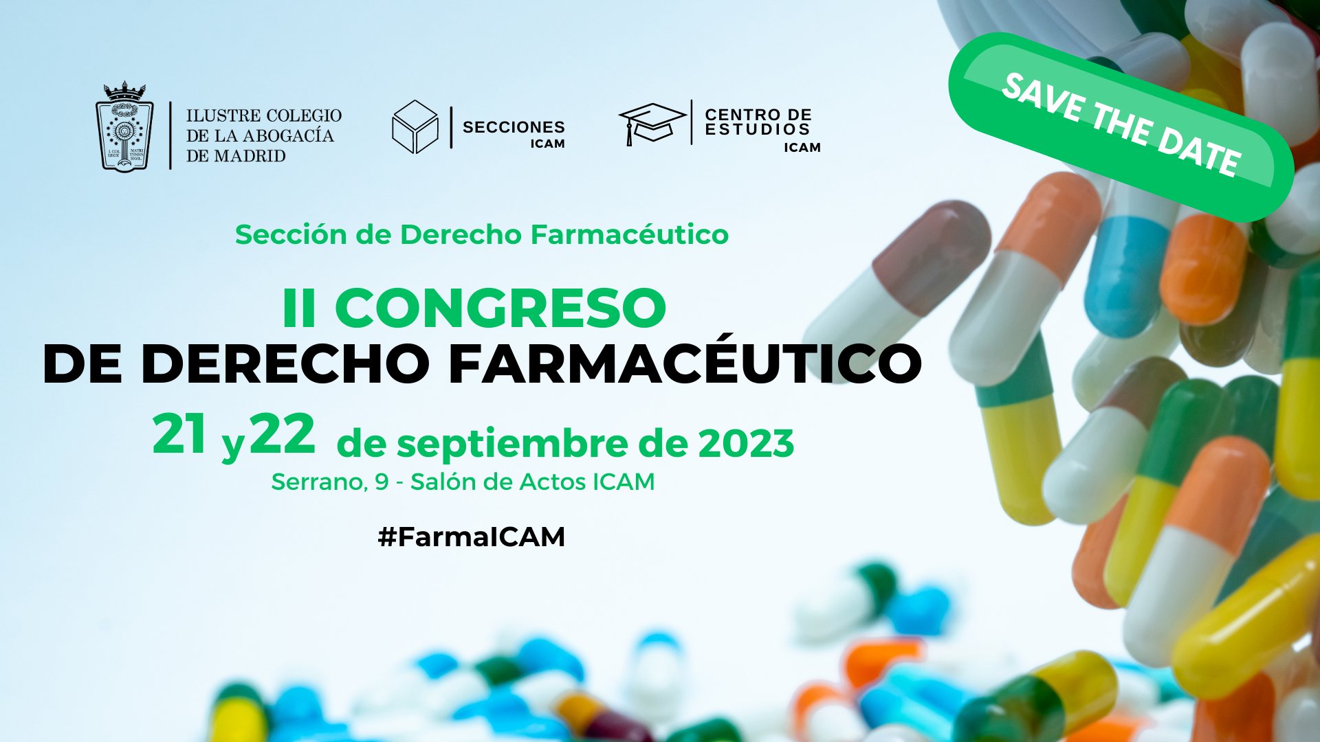 SAVE THE DATE | Los días 21 y 22 de septiembre se celebrará el II Congreso de Derecho Farmacéutico del ICAM